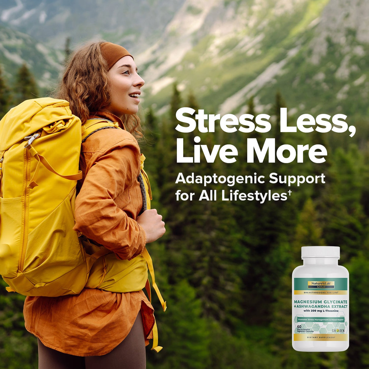 Nature's Lab Gold Magnesium + Ashwagandha with L-Theanine - 60 Capsules – view 6