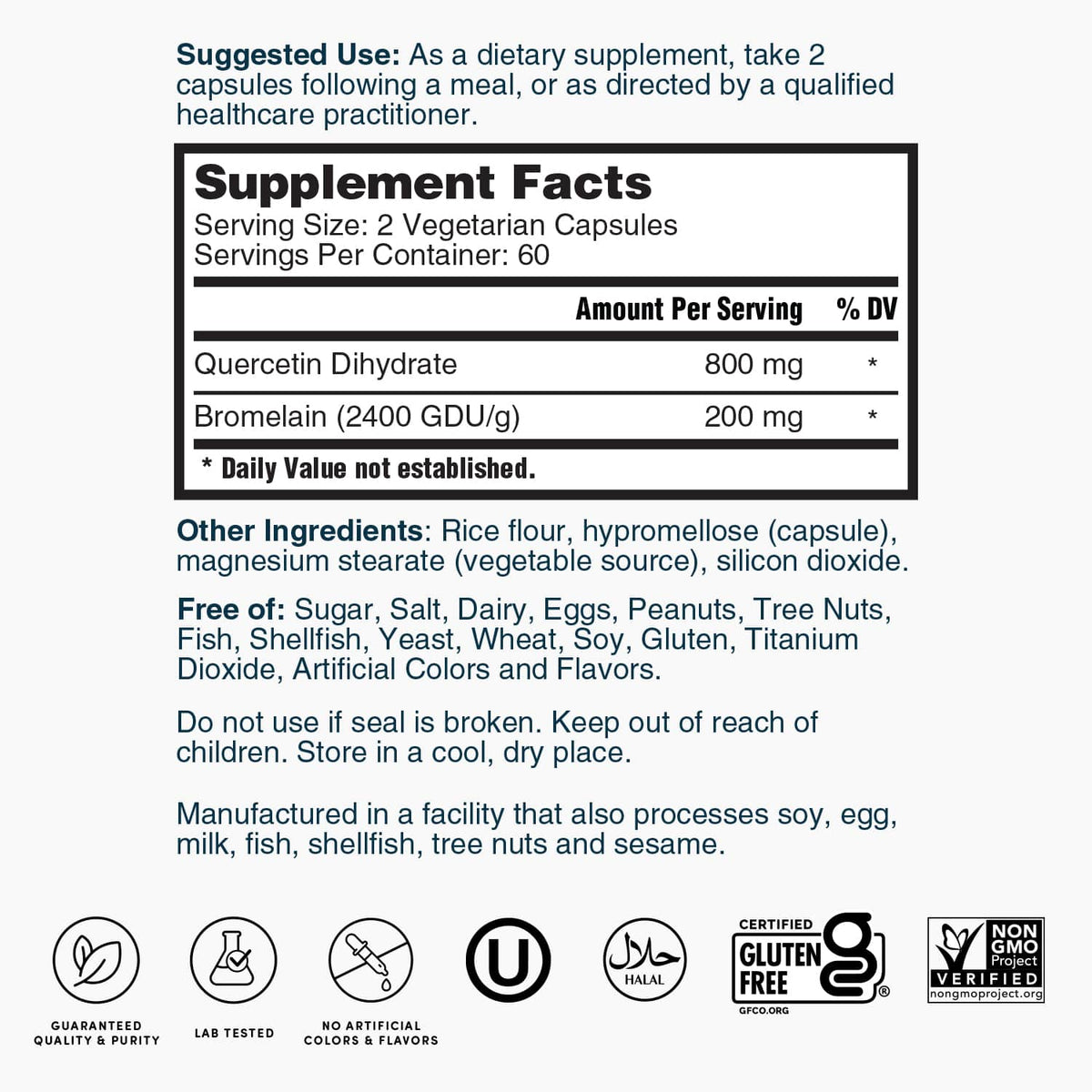 Nature's Lab Quercetin Bromelain - 120 Capsules – view 2
