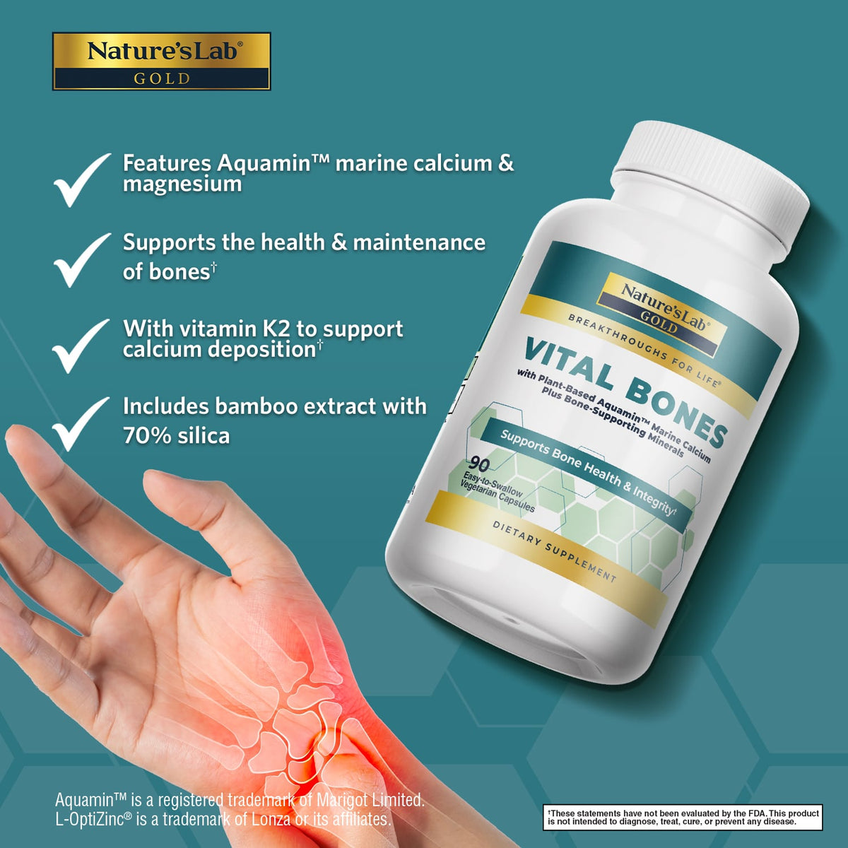 Nature's Lab Gold Vital Bones - 90 Capsules – view 3